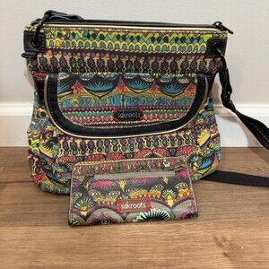 Sakroots Elephant Print Canvas Crossbody Bag & Matching Wallet Set